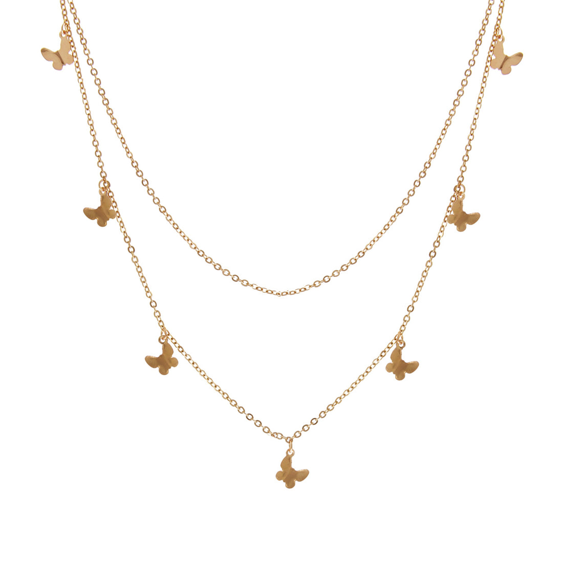 Layered Butterfly Charm Necklace – Gold Elegance with a Touch of Whimsy