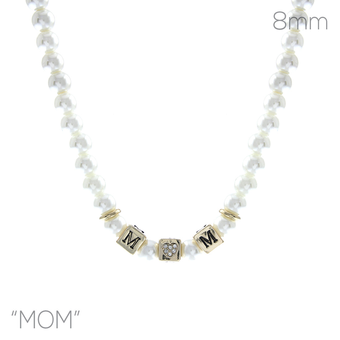 Elegant “MOM” Pearl Necklace – 8mm