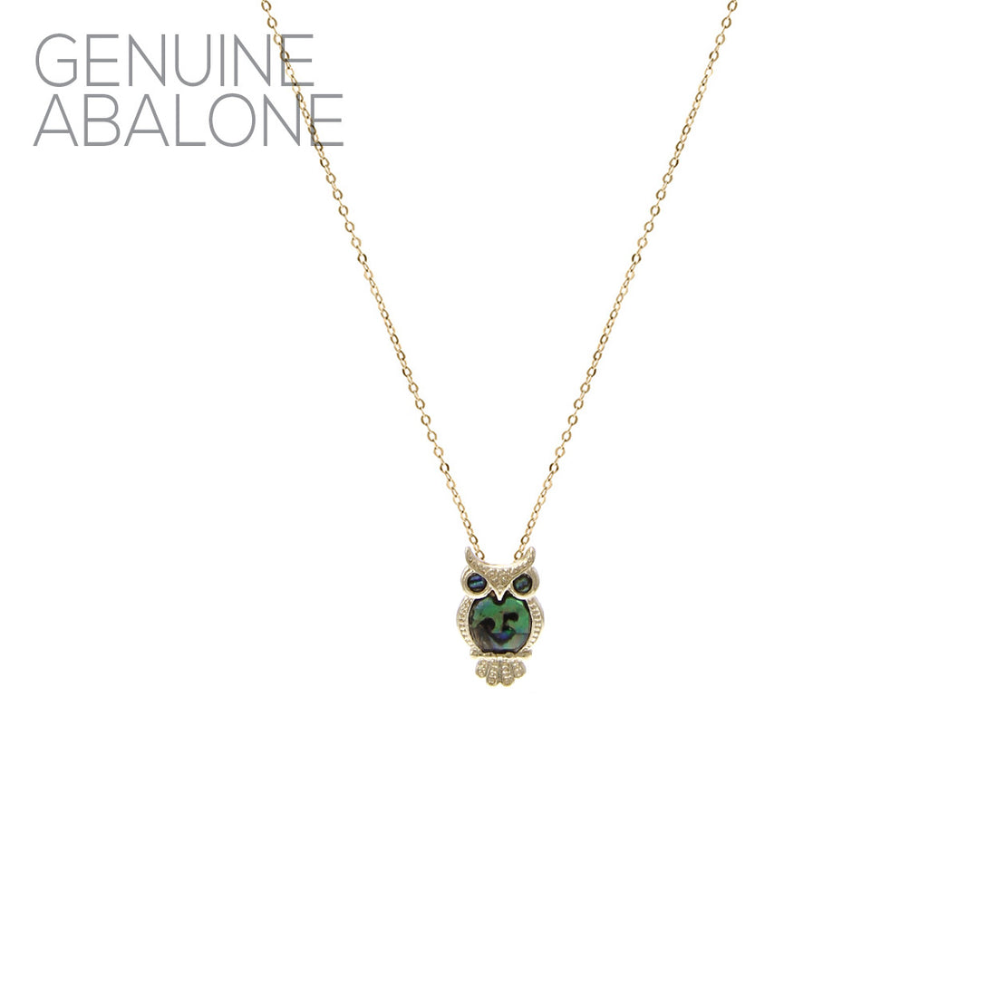 Genuine Abalone Owl Necklace