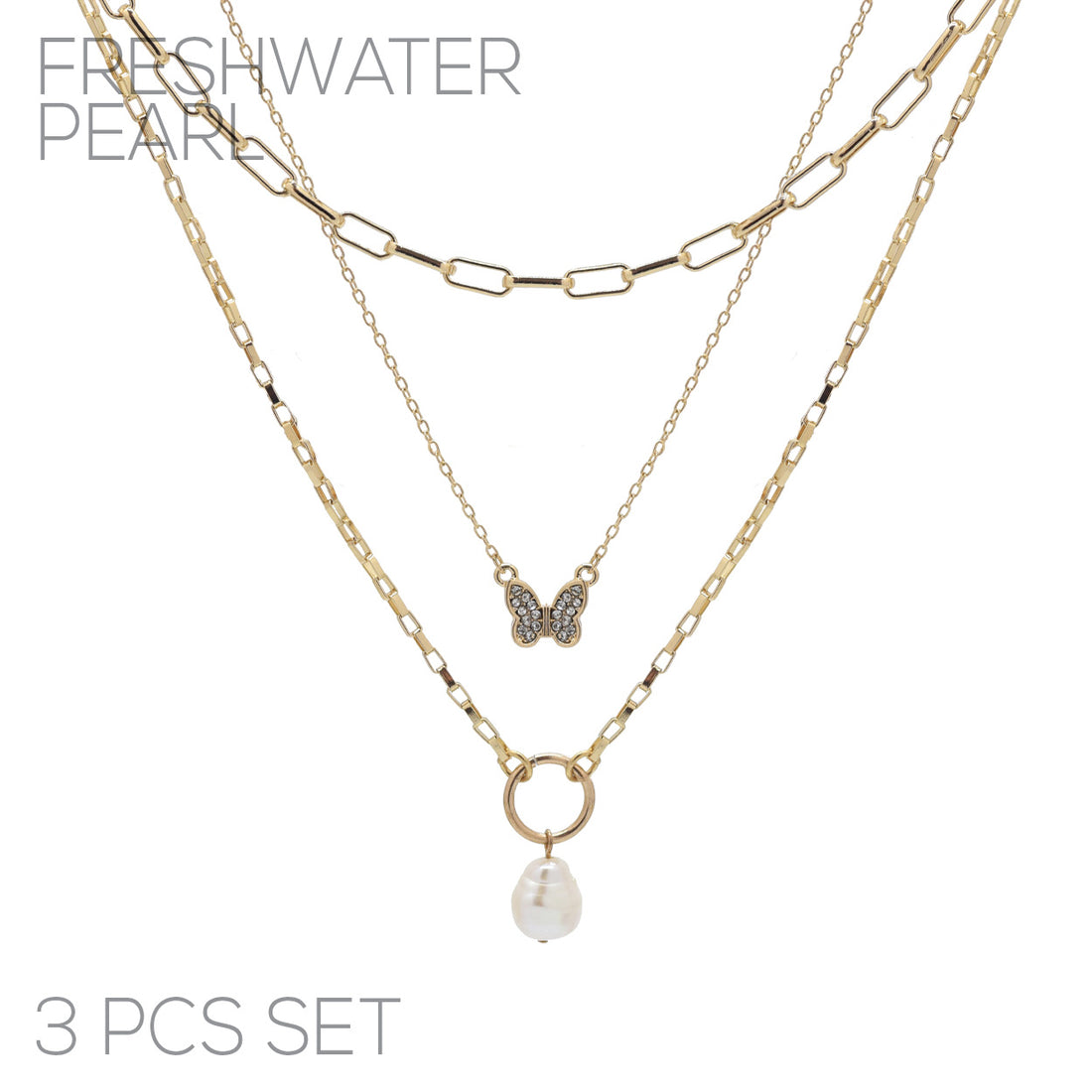 Freshwater Pearl Layered Necklace Set (3-Piece)