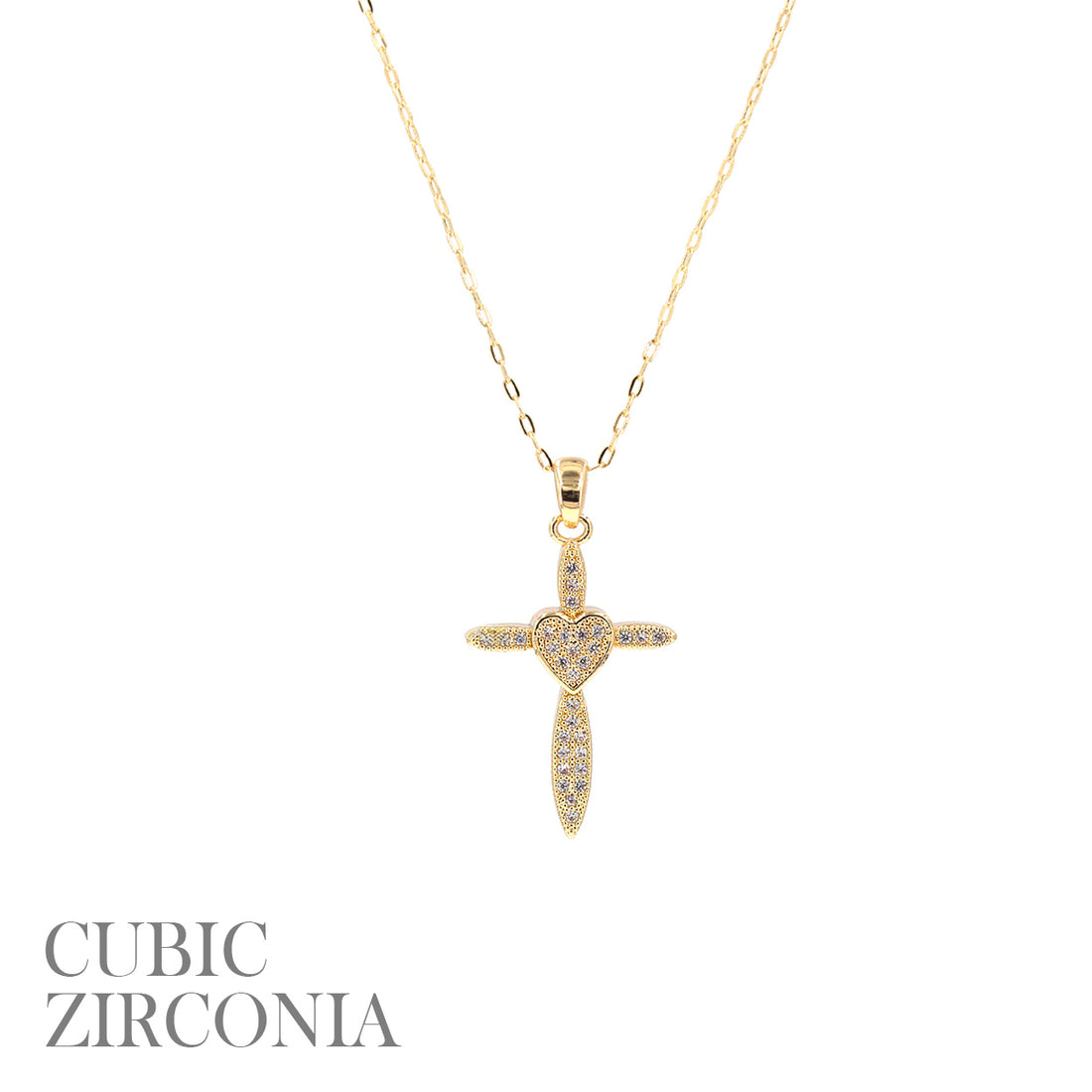 Radiant Gold Sparkling Cross Necklace