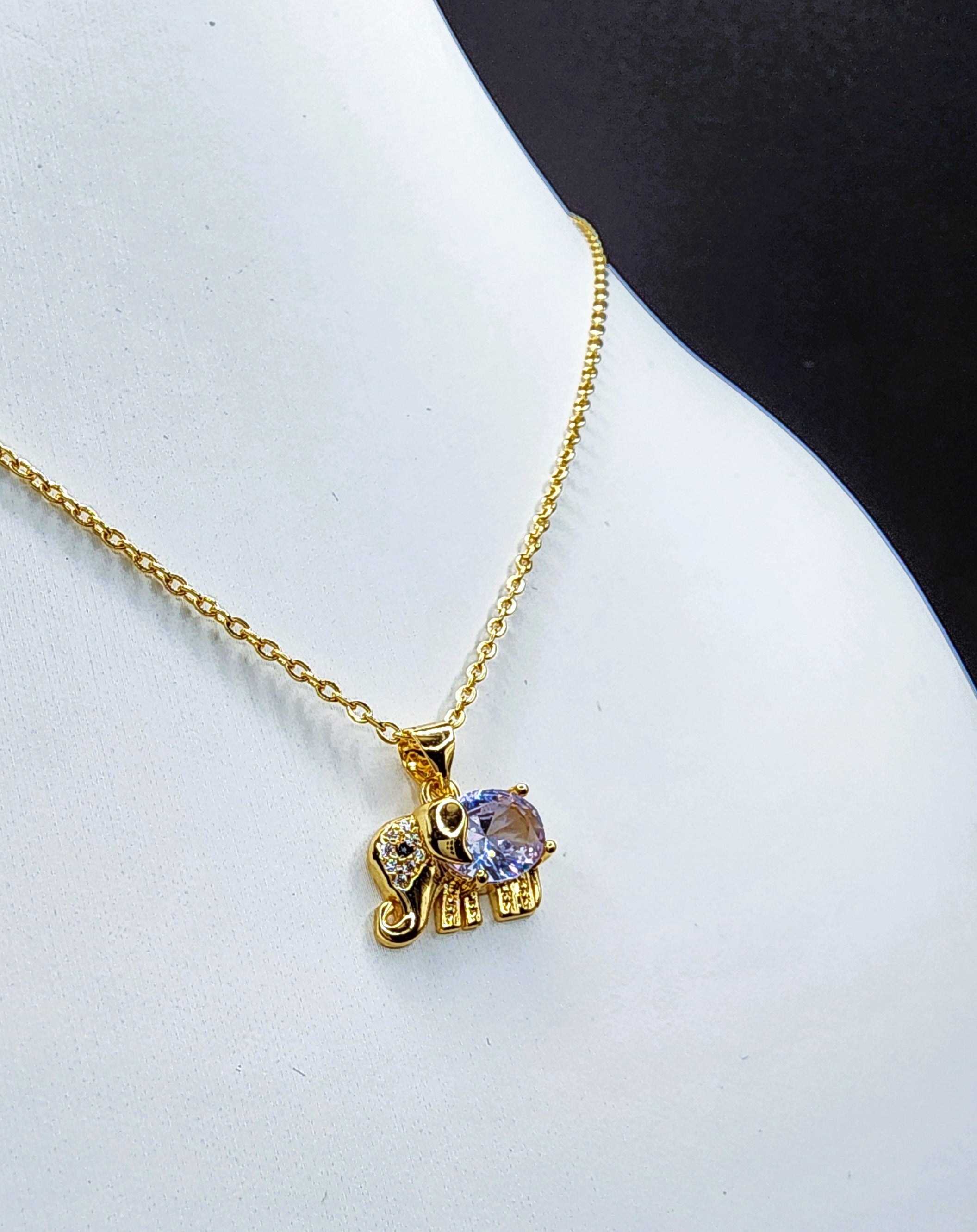 Elephant CZ Necklace 14K plated
