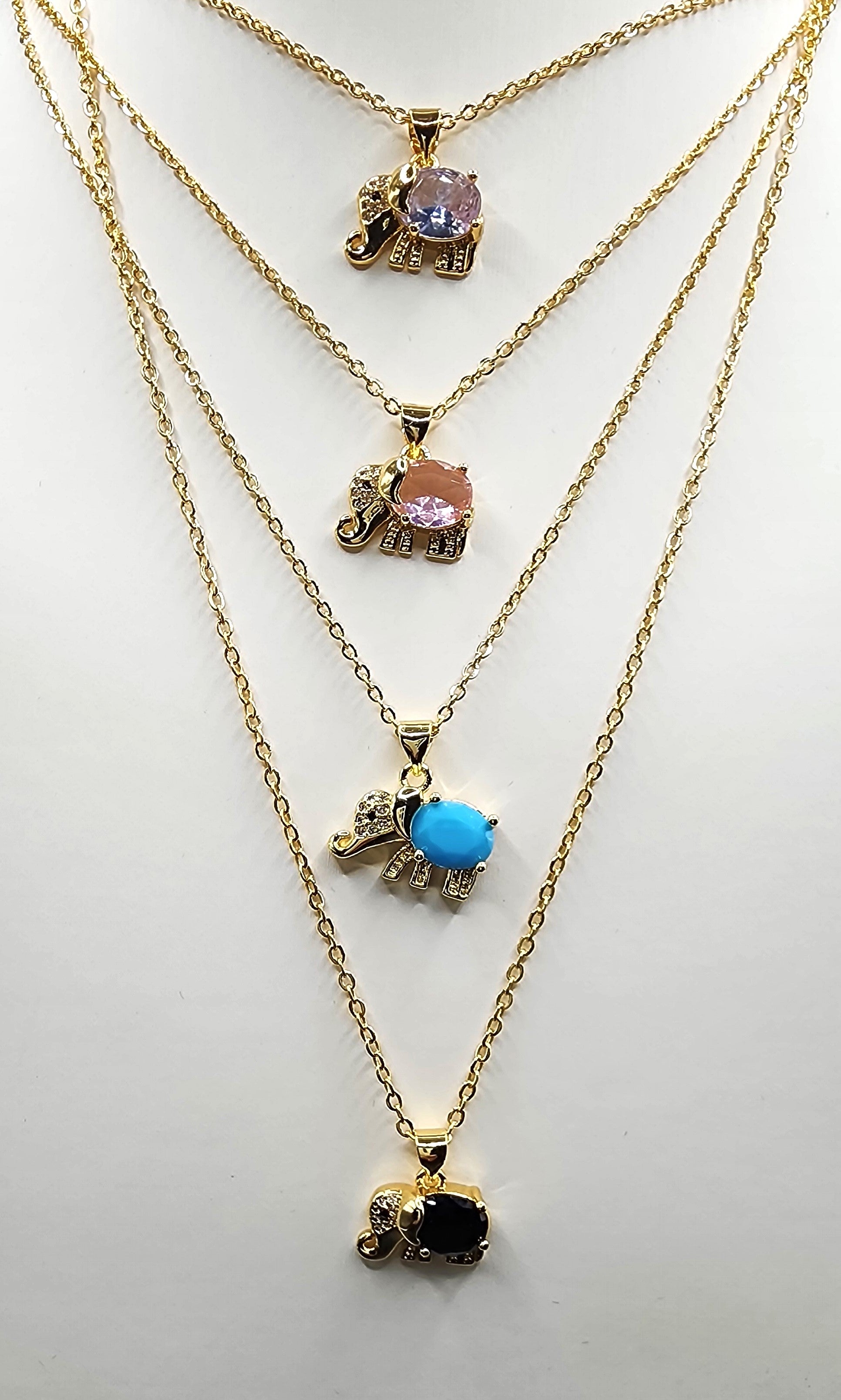 Elephant CZ Necklace 14K plated