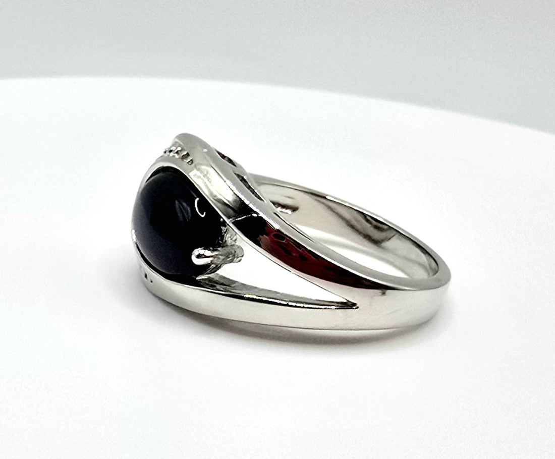 Celestial Crescent Moon Cabochon Ring