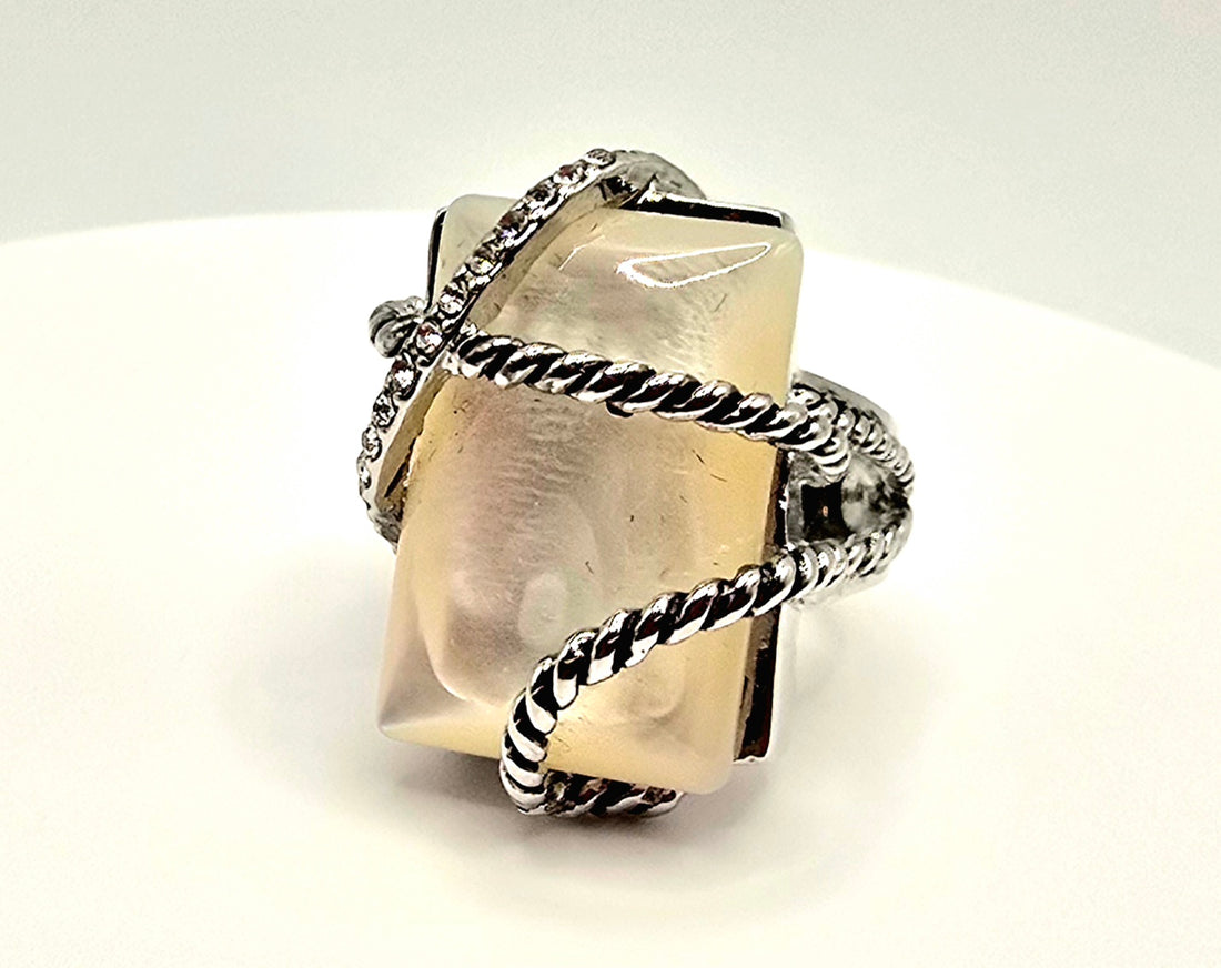 Designer Architectural Onyx Statement Ring.