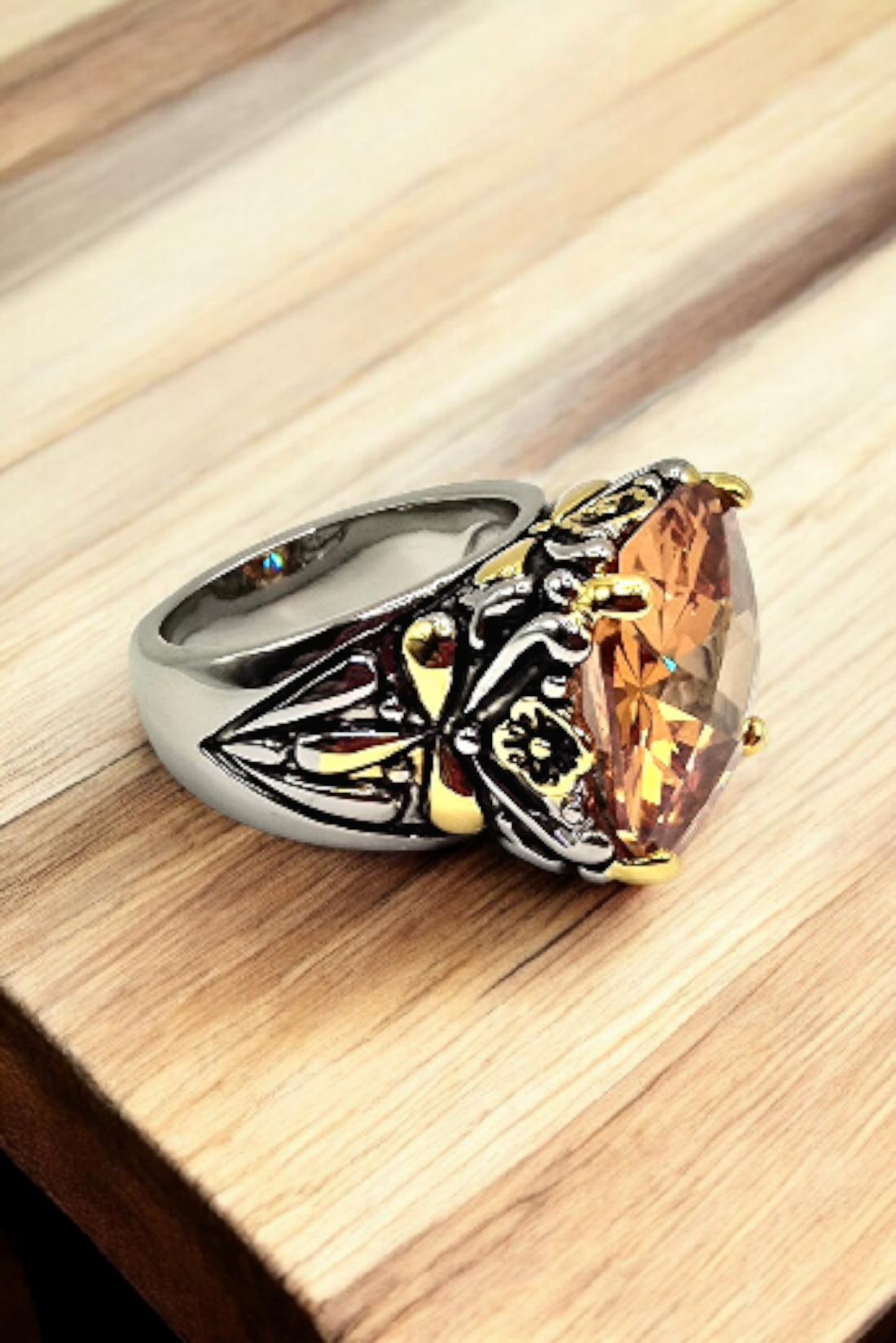 Cushion-Cut Gemstone Filigree Ring