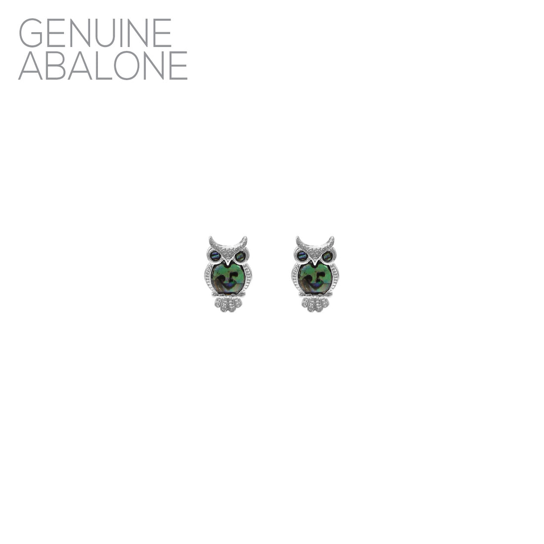 Genuine Abalone Owl Earrings