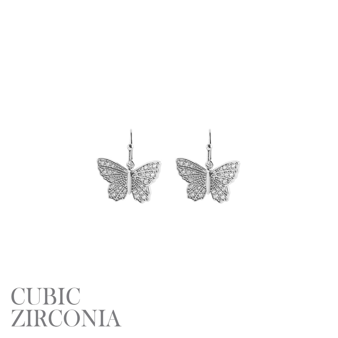 Butterfly Cubic Zirconia Drop Earrings