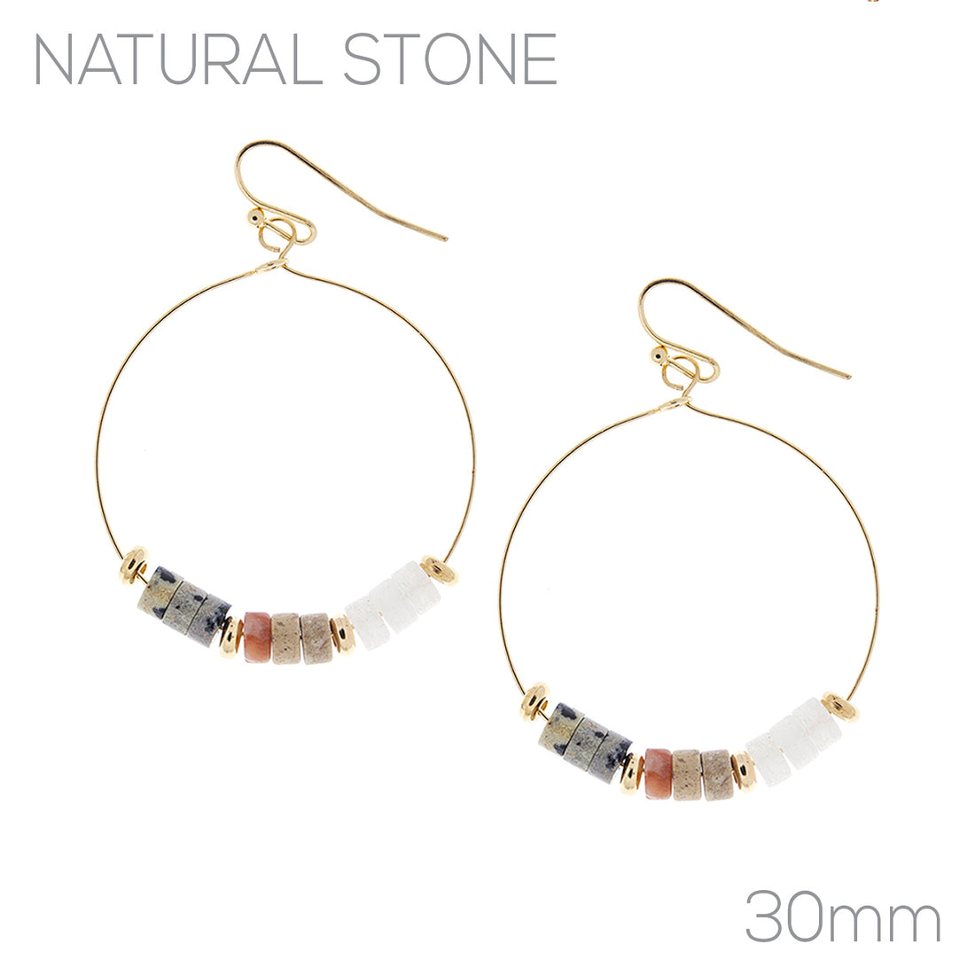 Natural Stone Hoop Earrings