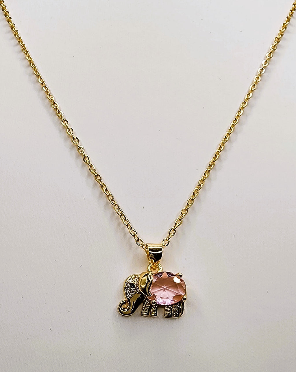 Elephant CZ Necklace 14K plated