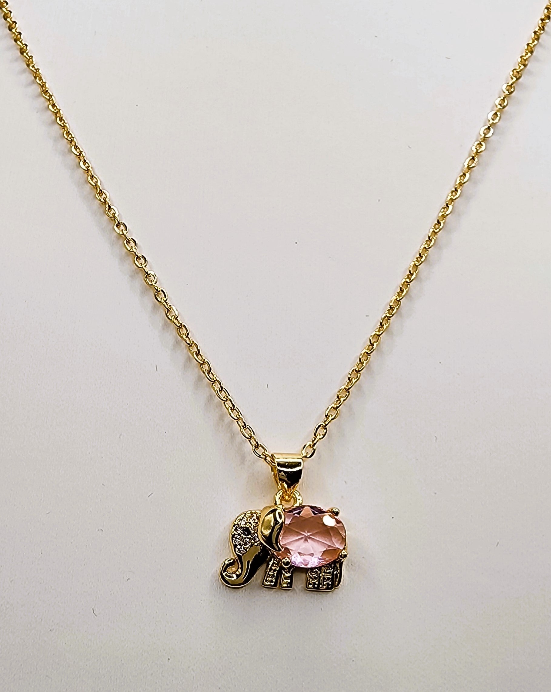 Elephant CZ Necklace 14K plated