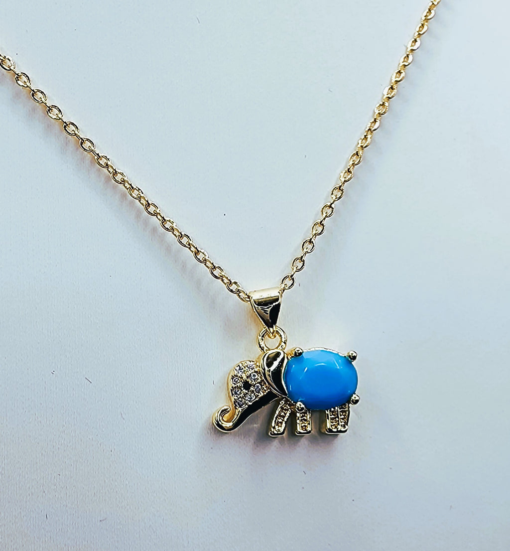 Elephant CZ Necklace 14K plated