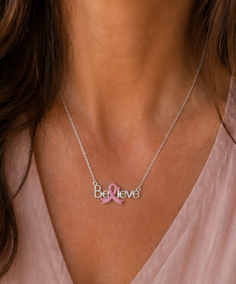 Believe Pink Ribbon Empowerment Necklace
