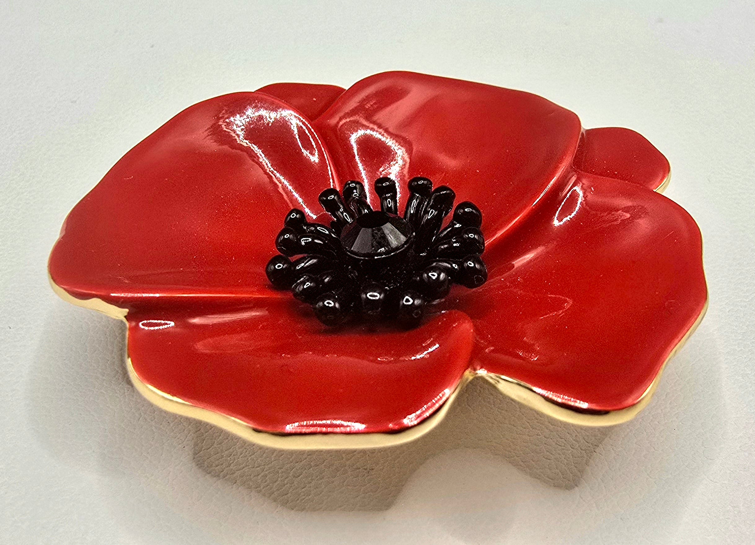 Magnetic Red Poppy Brooch