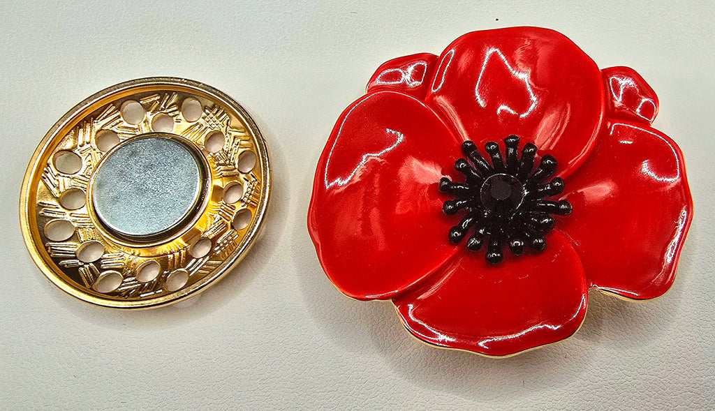 Magnetic Red Poppy Brooch