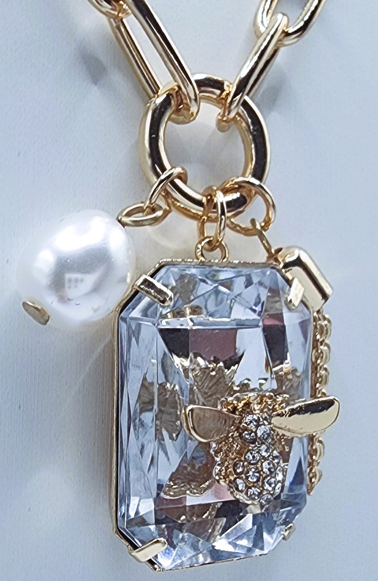 Bee Tassel with Pearl Dangle Necklace