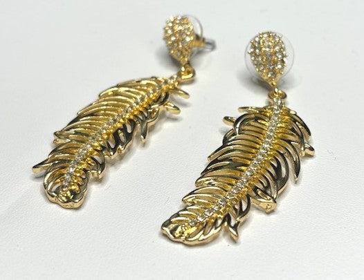Metal Feather Gold Earrings