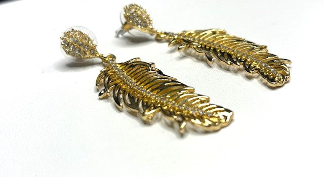 Metal Feather Gold Earrings